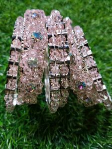 Pink Beaded Bangle Set