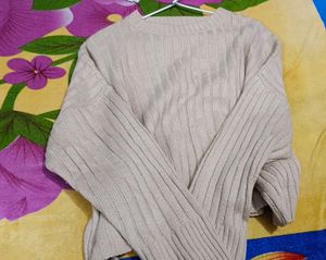 Beige Knit Long Sleeve Top