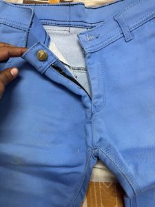 Blue Flare Leg Trousers