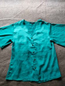 Chemistry V-neck Shirt Style Satin Top