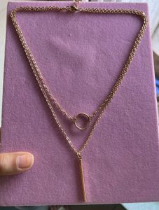 Double Layered Ring Bar Necklace