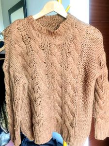 Brown Cable Knit Pullover