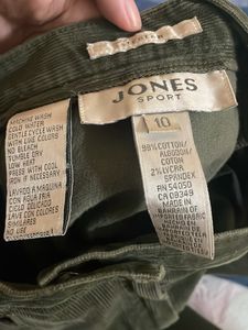 High Waisted Olive Green Corduroy Straight Trouser