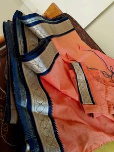 Original Banarasi Silk With Blue Border Zari Work