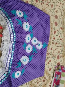 Purple mirror embellishe asymmetrical kurta