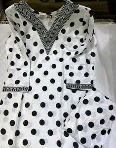 (S to XXL) Beautiful Summer Polka Dot Kurta Set