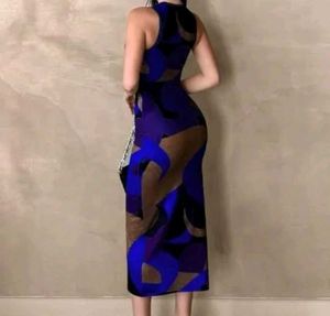 Blue Pattern Bodycon Dress