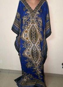 Blue Patterned Kaftan Dress