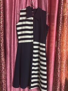 Striped & Navy Sleeveless Dress