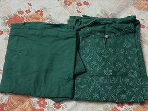 Green Embroidered Kurta Set