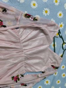 Pink Floral Embroidered Dress