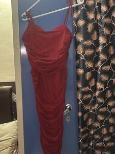 Red Ruched Bodycon Dress