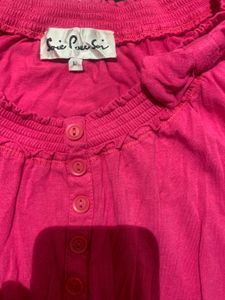 Pink Button-Down Short Sleeve Top