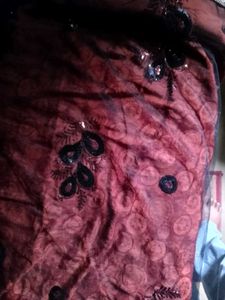 Maroon Fabric with Sequin Appliques