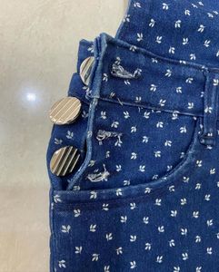 Denim Blue Dungarees with Star Pattern