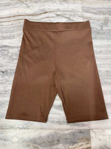 H&M XS Brown Ribbed Biker Shorts