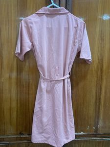 A Subtle Peach Color Collared T Shirt Dress