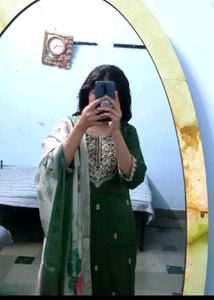 tissue  darkGreen Embroider kurta set xl wed