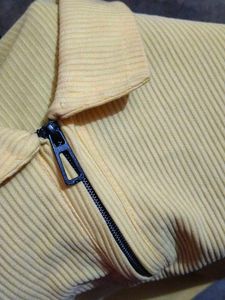 Solid Yellow Colour Polo Zip T-Shirt