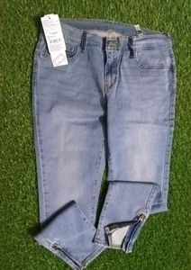 Levi's Brand New Sky Blue Women's Skinny Fit Stretch Bottom Zip Lock Pattern Jeans_32_KBSWJ35009