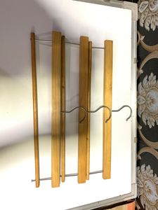 Hanger India's First Unique Design Wooden Hanger with Locking Bar for Clothes - Wardrobe, Coat, Sarees, Pants,Clothes Locking Bar Hanger (Set of 5)