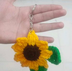 Sunflower Crochet Keychain