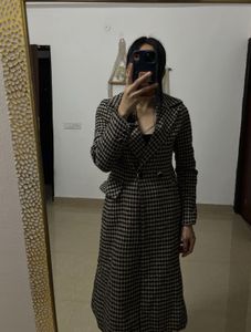 HOUNDSTOOTH LONG LINE Single Breasted Overcoat