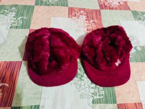 Fuzzy Maroon Caps