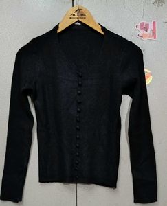 Black Button-Down Cardigan