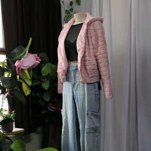 Pink Faux Fur Hooded Jacket