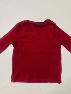 Red Ribbed Top