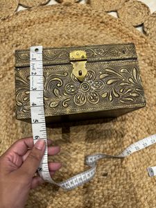 Wooden Vintage Box With Brass