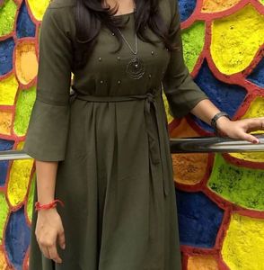 Elegant Mahendi Green Dress