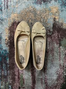gold glitter bow flats