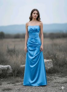 blue satin Gown