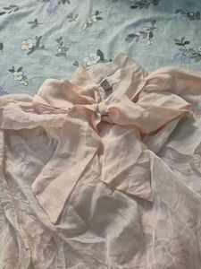 Pink Bow-Tie Chiffon Blouse