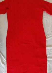 Partywear Embroidered Kurta In Reddish Pink Color