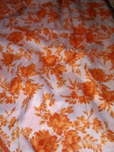 Womens Soft Silk Orange Flowers Printed Saree