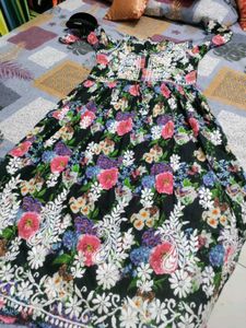 New Chickenkari Pure Cotton Anarkali Kurti