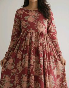 Floral Print Maxi Dress / Cotton Anarkali