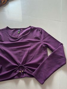 Purple Long Sleeve Crop Top
