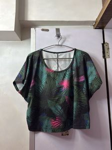 Green Floral Crop Top
