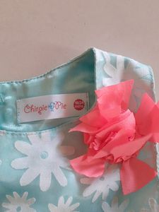 Beautiful Cyan Floral Kids Frock