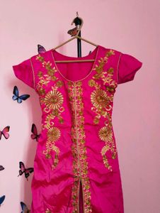 Pink & Gold Embroidered Kurti