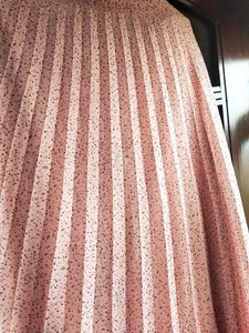 Pleated Pink Floral Skirt