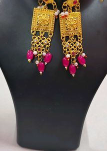 Ruby Rajisthani Gold-Tone Necklace set bridal look