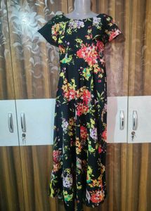 Black Floral Print Gown