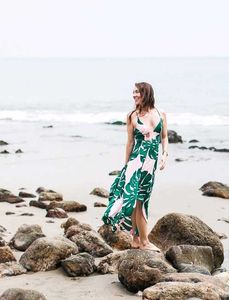 Tropical Print Chiffon Dress