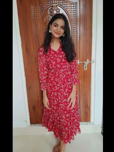 (SIZE~S)/Strechable)Red fit and flare dress🌷
