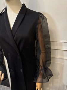 SASSAFRAS Black Blazer Dress with Organza Sleeves